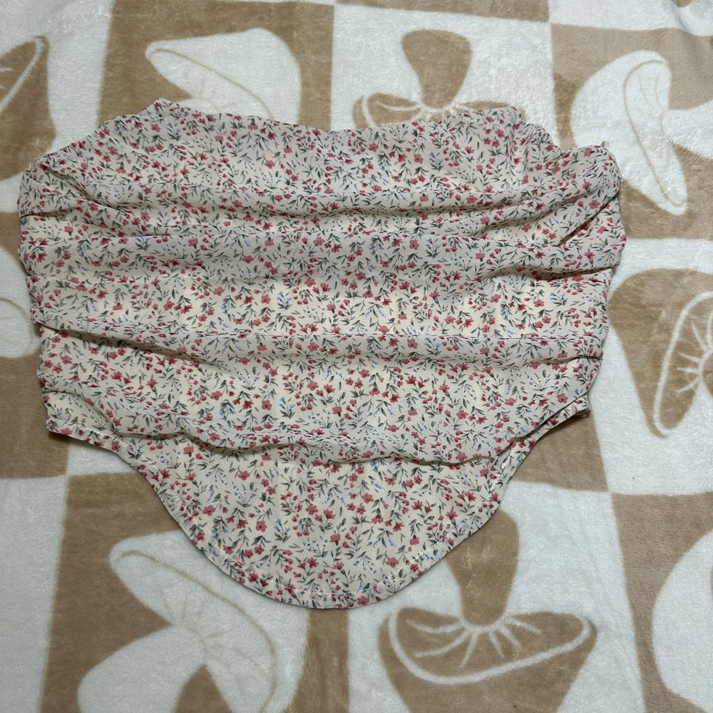 NWT Miss Lola | Floral Corset Top Smocked Beige Floral | Women's‎ S